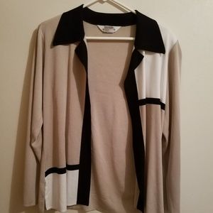 Misook XS tan and white jacket blazer cardigan